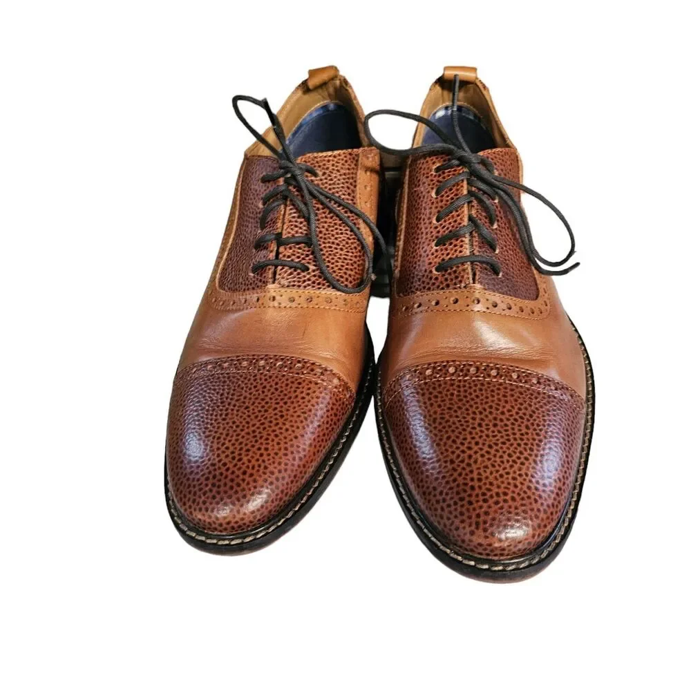 Thomas & Vine Lincoln Wingtip Oxford‎ Cognac Leather 9.5